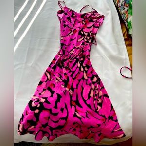 Betsy Johnson pink & black floral spaghetti strap sundress - Small